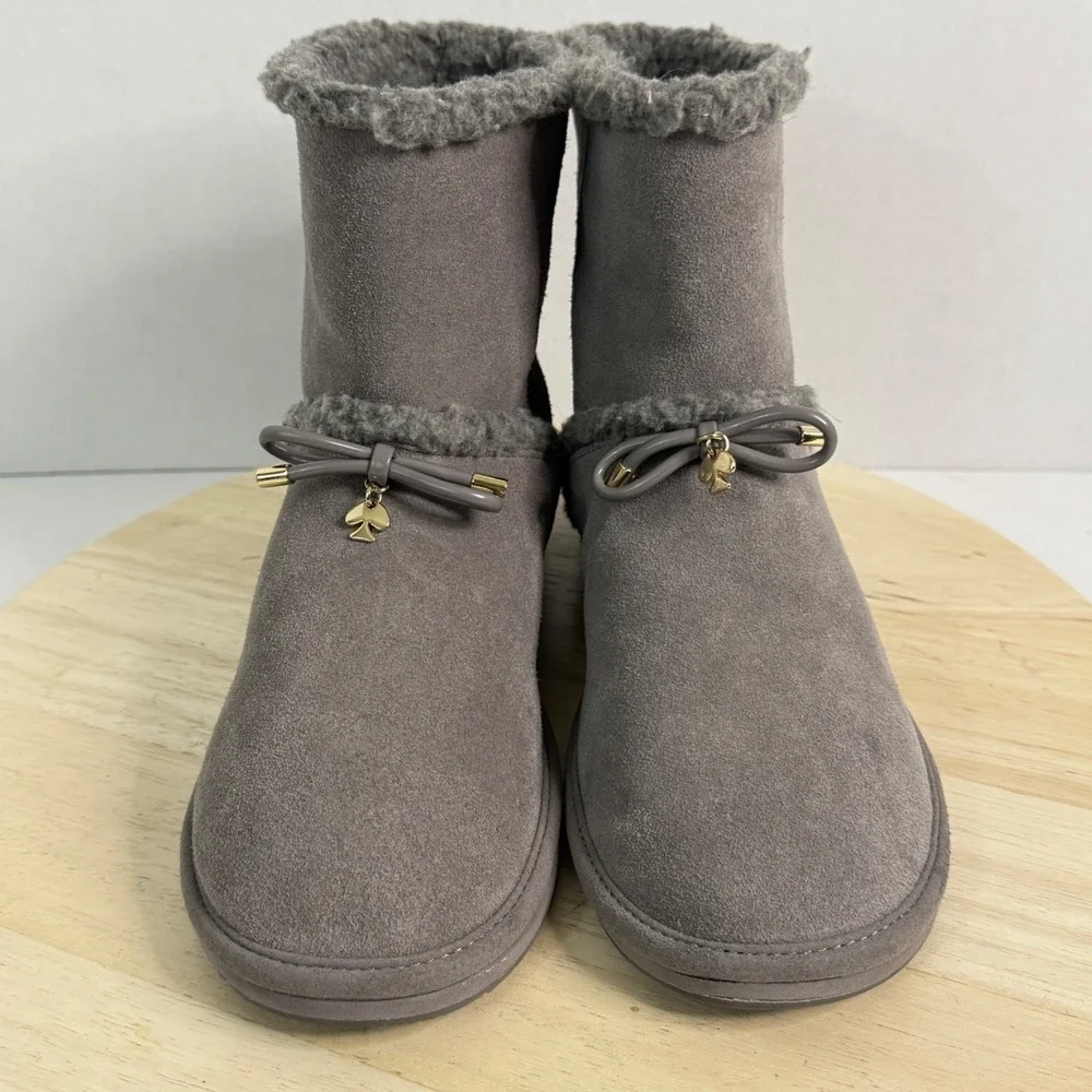 KATE SPADE Women's Boots Marie Faux Shearling Suede Leather Pull-On Shoes Size 9
